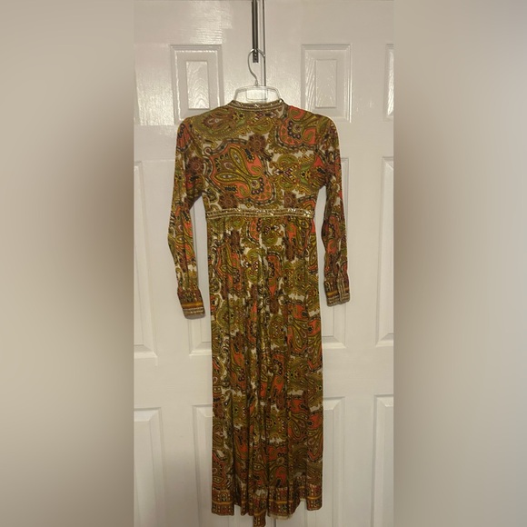 1960s vintage rare psychedelic paisley palazzo jumpsuit size XS - Picture 3 of 4